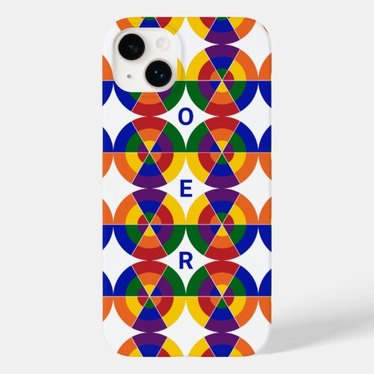 Monogrammed LGBT Pride Geometric Rainbow Pattern Case-Mate iPhone Case (Achterkant)