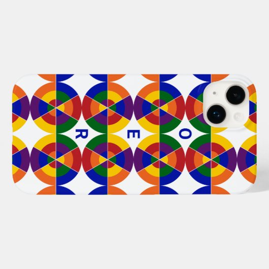 Monogrammed LGBT Pride Geometric Rainbow Pattern Case-Mate iPhone Case (Achterkant (horizontaal))
