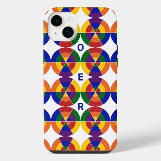 Monogrammed LGBT Pride Geometric Rainbow Pattern iPhone Hoesje (Achterkant)