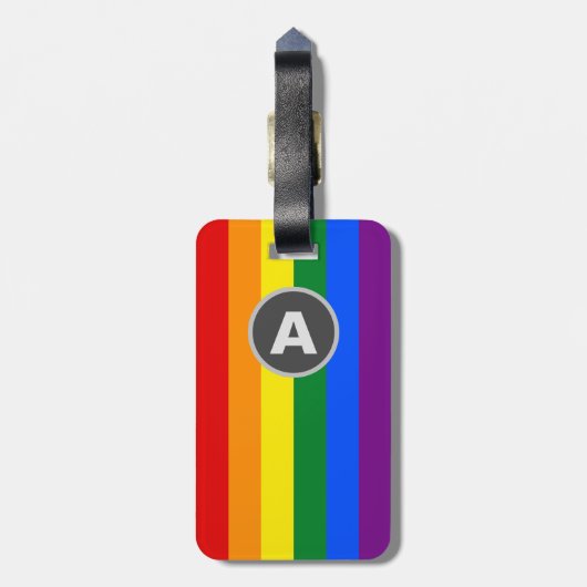 Monogrammed LGBTQ Rainbow Pride Flag Luggage Bagagelabel (Achterkant verticaal)