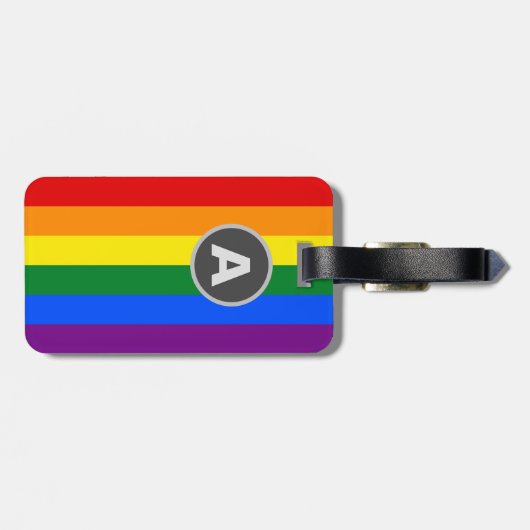 Monogrammed LGBTQ Rainbow Pride Flag Luggage Bagagelabel (Achterkant horizontaal)