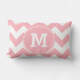 Monogrammed Licht Roze Zigzag Patroon Kussen