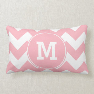 Monogrammed Licht Roze Zigzag Patroon Kussen