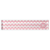 Monogrammed Licht Roze Zigzag Patroon Naambordje (Voorkant)