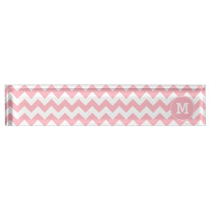 Monogrammed Licht Roze Zigzag Patroon Naambordje
