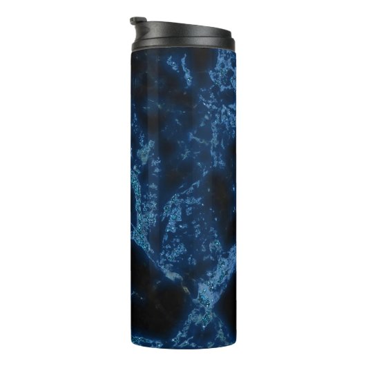 Monogrammed Lichtblauw Glitter Thermosbeker (Geroteerd rechts)