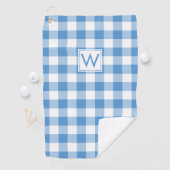 Monogrammed Lichtblauw Wit Gingham geruite patroon Golfhanddoek (Insitu)