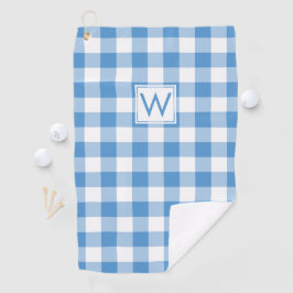 Monogrammed Lichtblauw Wit Gingham geruite patroon Golfhanddoek