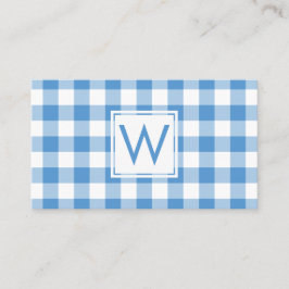 Monogrammed Lichtblauw Wit Gingham geruite patroon Visitekaartje