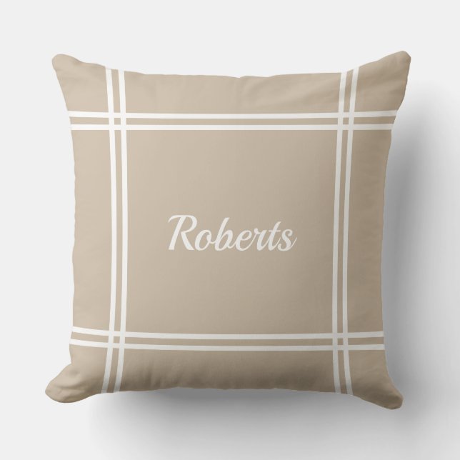 Monogrammed lichtbruin Accent Pillow Kussen (Voorkant)