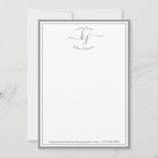 Monogrammed lichtgrijs van het bureau van de Nota- Bedankkaart (Voorkant)