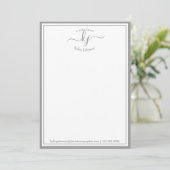 Monogrammed lichtgrijs van het bureau van de Nota- Bedankkaart (Staand voorkant)