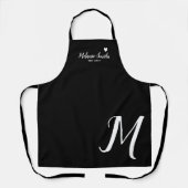 Monogrammed Liefde Zwart Schort met Naam (Voorkant)