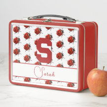 Monogrammed lieveheersbeestje metalen lunchbox