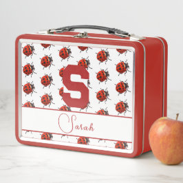 Monogrammed lieveheersbeestje metalen lunchbox