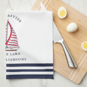 Monogrammed Life is Better bij het meer Theedoek (Quarter Fold)