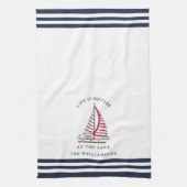 Monogrammed Life is Better bij het meer Theedoek (Verticaal)