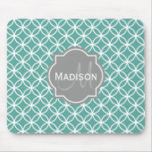 Monogrammed Light Blauwgroen Circle Pattern Muismat (Voorkant)