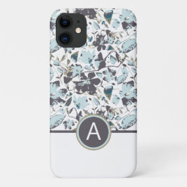 Monogrammed Light Blue Floral Waterverf Case-Mate iPhone Case