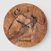 Monogrammed Light Brown Wood Grote Klok (Voorkant)