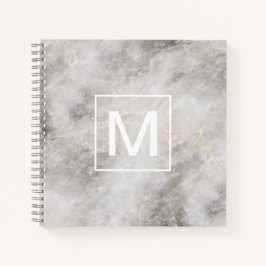 Monogrammed Light Grey Marble Texture Notitieboek
