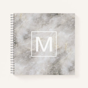 Monogrammed Light Grey Marble Texture Notitieboek