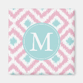 Monogrammed Light Pink Mint Diamonds Ikat Pattern Magneet (Voorkant)