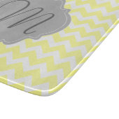 Monogrammed Light Yellow and Grey Chevron Pattern Snijplank (Hoek)