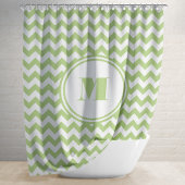Monogrammed Lime Green and White Chevron Pattern Douchegordijn
