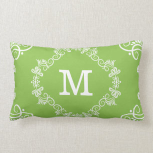 Monogrammed Lime Green White Decorative Kussen
