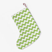 Monogrammed Lime Green White Striped Chevron Kleine Kerstsok (Achterkant (Hangend))