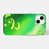 Monogrammed Lime Groene Glitter iPhone Hoesje (Achterkant horizontaal)
