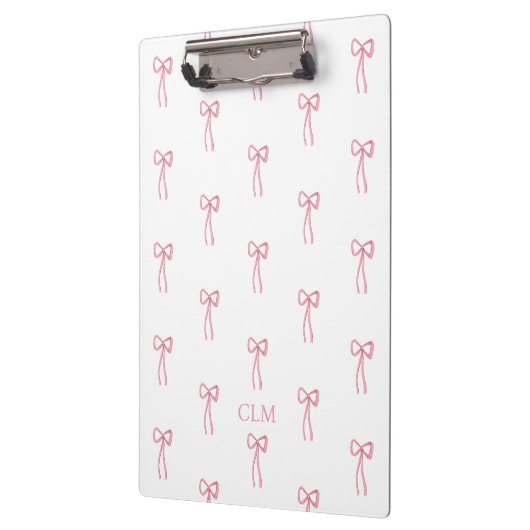 Monogrammed Little Bow Pink Klembord (Links)
