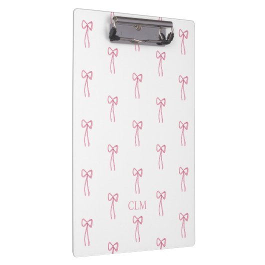 Monogrammed Little Bow Pink Klembord (Rechts)