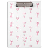Monogrammed Little Bow Pink Klembord (Voorkant)
