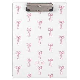 Monogrammed Little Bow Pink Klembord