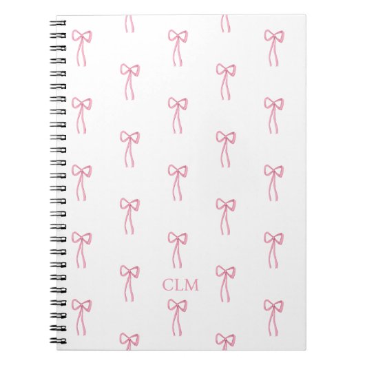 Monogrammed Little Bow Pink Notitieboek (Voorkant)