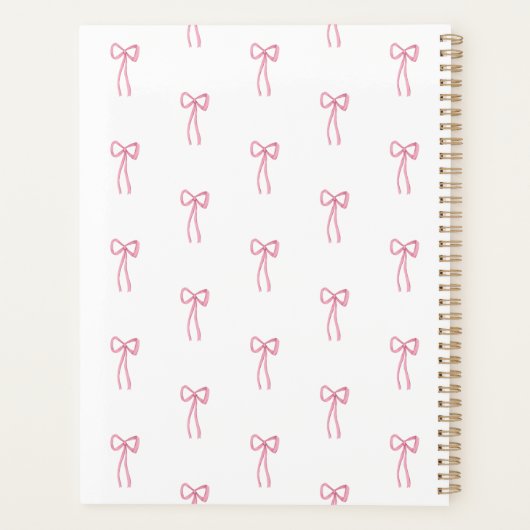 Monogrammed Little Bow Pink Planner (Achterkant)