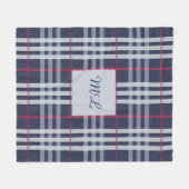 Monogrammed London Pset Checked Navy Blue Fleece Deken (Voorkant (Horizontaal))