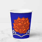Monogrammed Lotus Blossom - Blauw, Rood, Zilver Papieren Bekers (Achterkant)