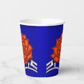 Monogrammed Lotus Blossom - Blauw, Rood, Zilver Papieren Bekers (Links)