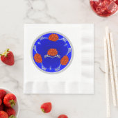 Monogrammed Lotus Blossom - Blauw, Rood, Zilver Servet (Insitu)
