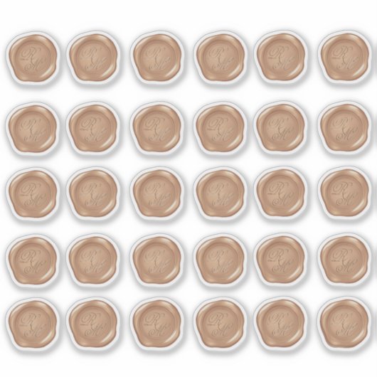 Monogrammed Lt Copper Faux Wax Seals Sticker (Voorkant)