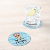 Monogrammed Luau Tiki Bar Party Ronde Kartonnen Onderzetter (Insitu)