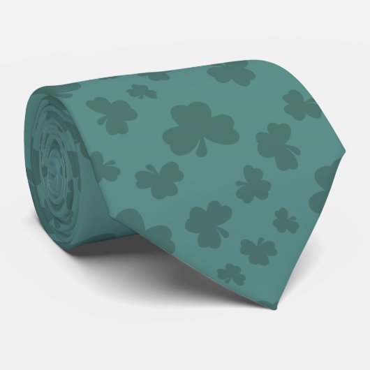 Monogrammed Lucky Green Shamrock Pattern Stropdas (Opgerold)