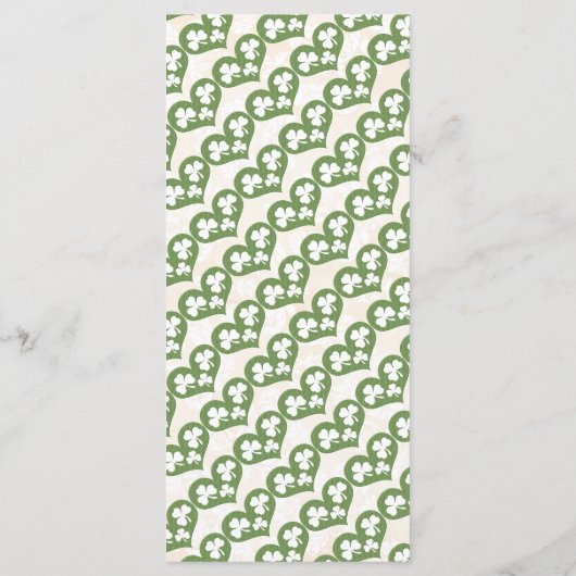 Monogrammed Lucky in Love Shamrock Wedding Menu (Achterkant)