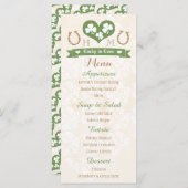 Monogrammed Lucky in Love Shamrock Wedding Menu (Voorkant / Achterkant)