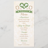 Monogrammed Lucky in Love Shamrock Wedding Menu (Voorkant)