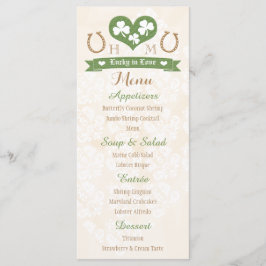 Monogrammed Lucky in Love Shamrock Wedding Menu