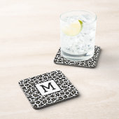 Monogrammed Luipaard Print Zwart-wit Bier Onderzetter (Rechterzijde)